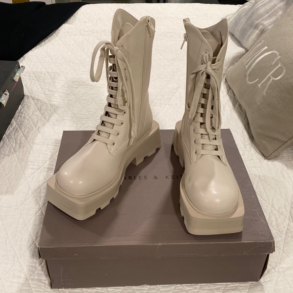 Brand New Charles & Keith platform combat boots